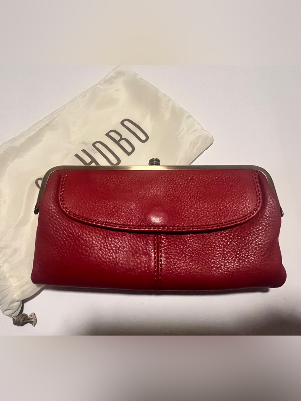 HOBO Lauren Double Frame Wallet Clutch Red Leather